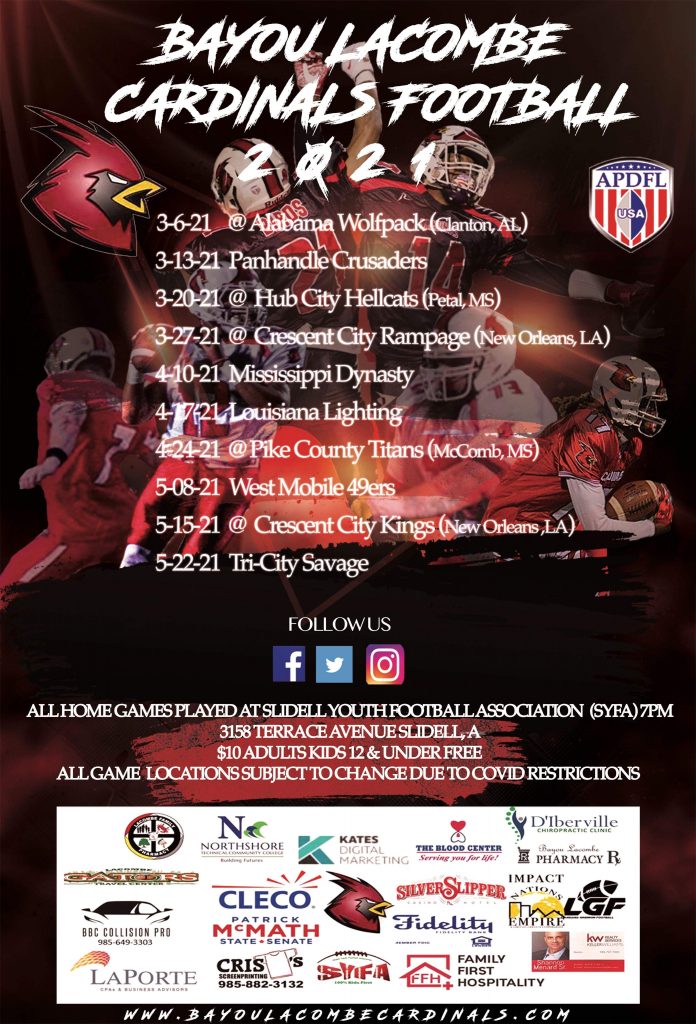Schedule | Bayou Lacombe Cardinals