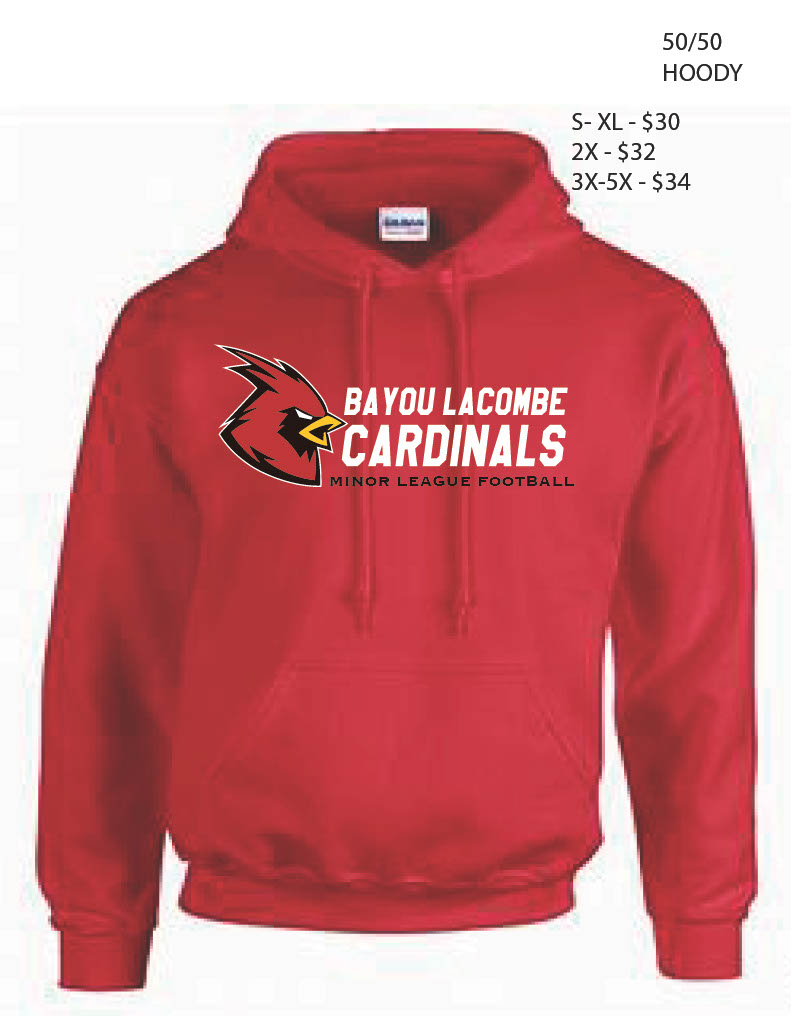 50/50 Hoody in Red with Horizontal Logo