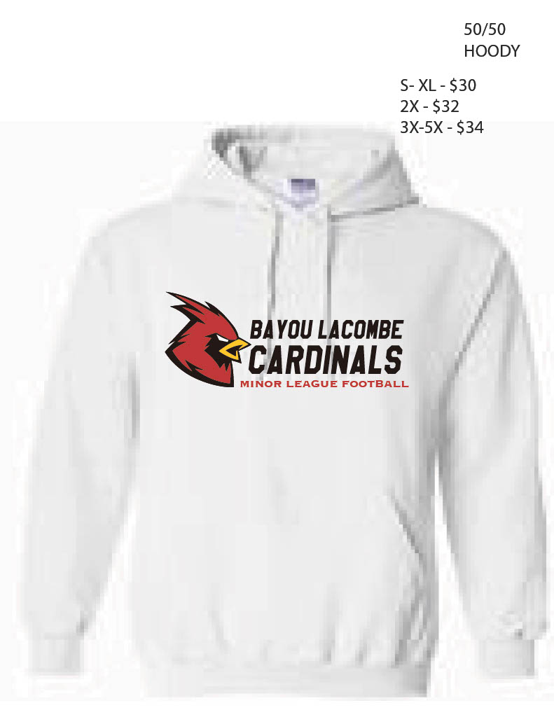 50/50 Hoody in White with Horizontal Logo