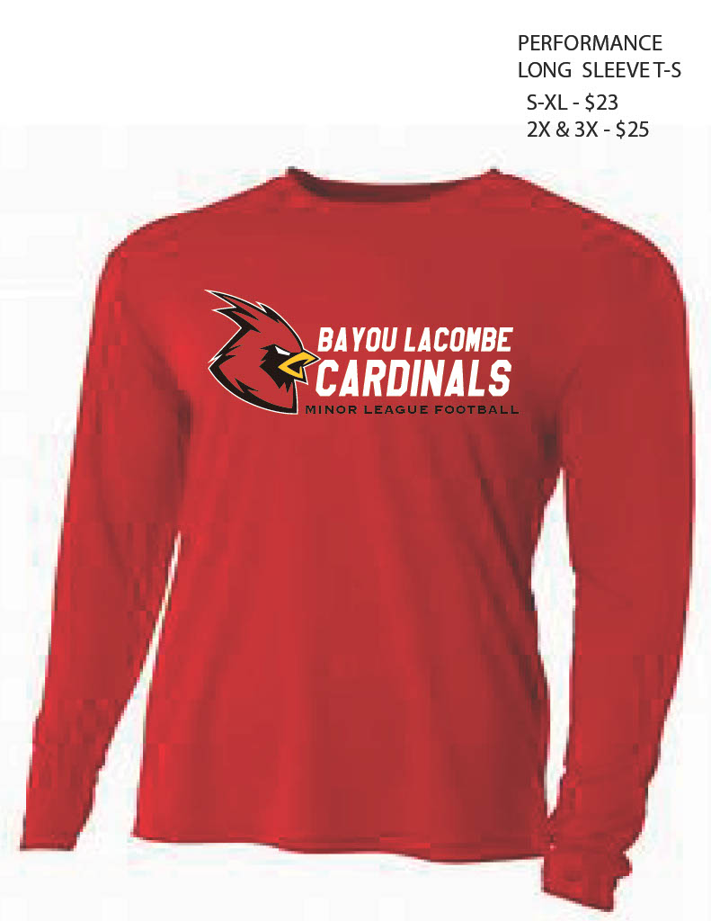 Performance Long Sleeve in Red with Horizontal Logo
